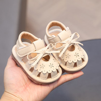 Sandales unisexes pour bébé, style princesse, à bout fermé, printemps-été, 0-1 an, fermeture à boucle, respirantes, antidérapantes, semelles souples