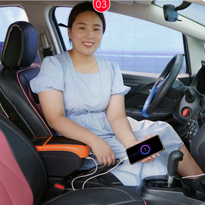 Francia nuevo diseño fibra de carbono PU cuero coche reposabrazos consola caja multicolor doble capa Slide 6 USB <span class=keywords><strong>Interior</strong></span> Kits para <span class=keywords><strong>Peugeot</strong></span> - Product Image 6