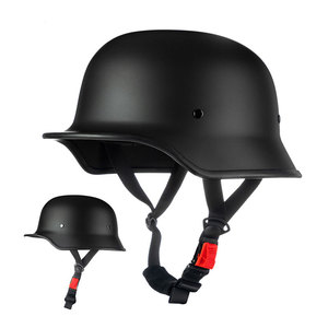 Casco Alemán de Media Carcasa con Patrón de Llama Azul Plateado, Correa Ajustable, Casco de Motocicleta Retro Cruiser - Product Image 2