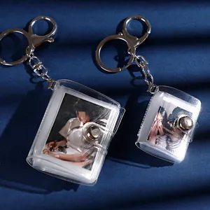 Mini photo album keychain Wholesale 1-2 Inch Pvc Transparent acrylic photo frame keychain Insert Frame PhotoBook Album key chain