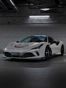 Kit carrosserie en fibre de carbone sèche pour Ferrari <span class=keywords><strong>F8</strong></span>, style <span class=keywords><strong>Novitec</strong></span> : Lame avant, jupes latérales, diffuseur arrière, spoiler, embouts d'aération - Product Image 1