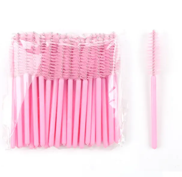 disposable mini short handle nylon eyelash brush mascara wand spoolies mini lash cleaning brush