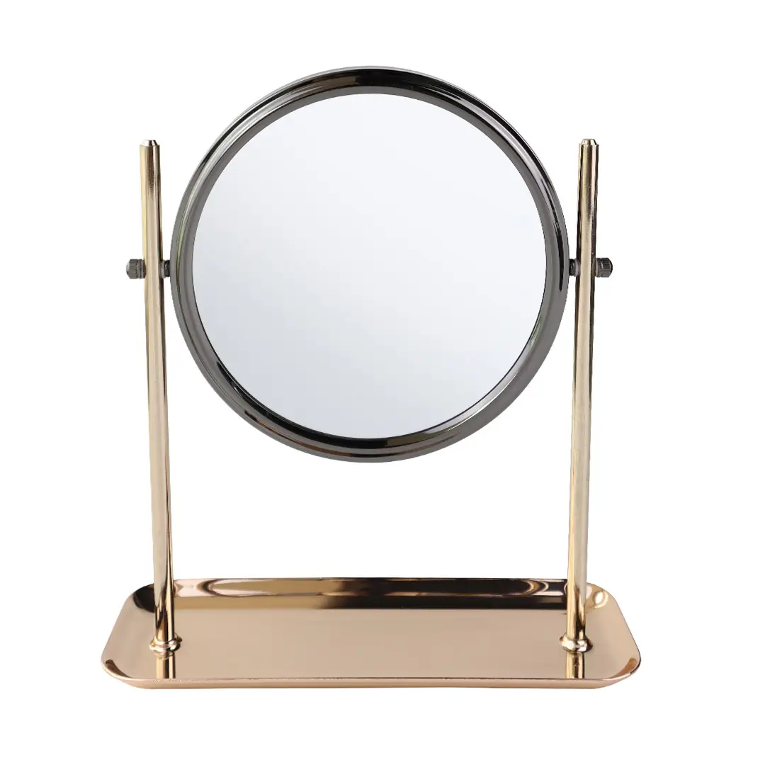 8Inch Opberg Frans Goud Make-Up Tafel Spiegel Met Doos Cosmetische Spiegel Cosmetica Gereedschap Glas Cadeau 3x Vergrotende Staande Spiegel