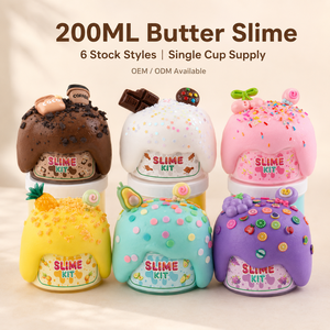 Slime au beurre 200 ml, thème dessert, OEM ODM, étiquette privée personnalisée, 6 styles en stock, jouet pour enfants, cadeau, EN71 ASTM CPSIA, vente en gros - Product Image 1
