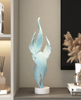 Ornements en résine de luxe léger, style Art Déco, plumes peintes et électroplaquées, pour bureaux, étagères, cadeaux d'anniversaire et de pendaison de crémaillère