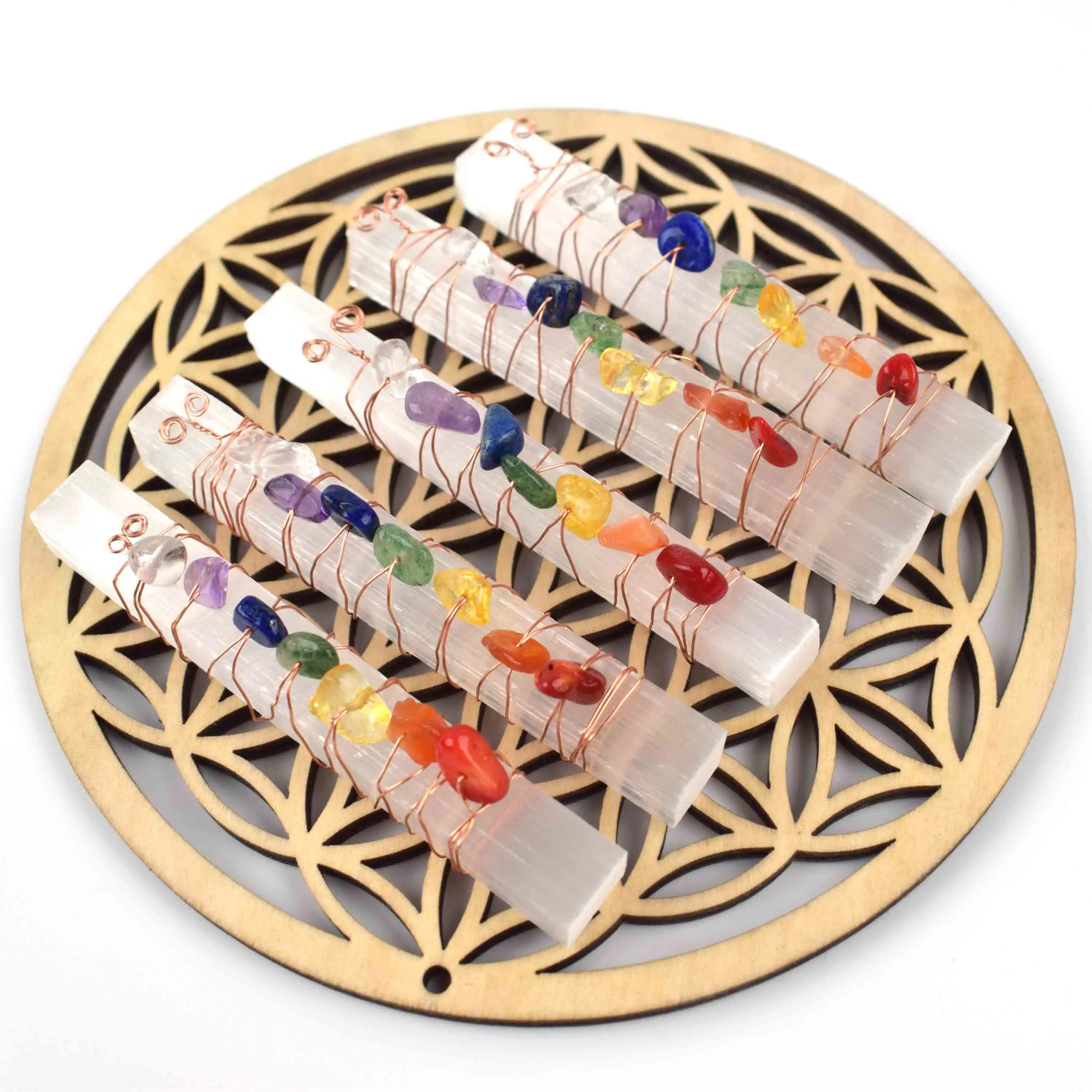 Ruwe Edelsteen Gepolijst 7 Chakra Selenite Wand Crystal Sticks Voor Koop Groothandel Bulk Natuurlijke Woondecoratie Liefde Kristallen Beeld