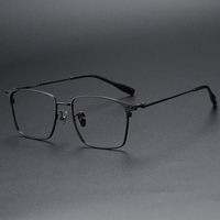 Monture de lunettes optiques Fashion Square en titane pur argenté 81008 pour hommes et femmes, vente en gros de lunettes de vue sur ordonnance