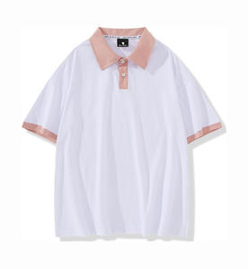 Polo de algodón puro fino de verano de 190g, Camiseta corta informal de estilo japonés a la moda para hombre, camiseta versátil para <span class=keywords><strong>mujer</strong></span> - Product Image 6