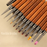 Ensemble de 12 stylos de peinture à ongles portables en bois de santal japonais