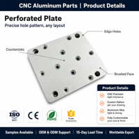 Ensemble de pièces en aluminium usinées CNC sur mesure, plaques carrées à 3x3 trous, plaques de montage encastrées pour l'automatisation OEM ODM