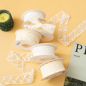 Cinta de encaje transparente bordada para lazos de pelo DIY, envoltura floral, accesorio para prendas, cinta de malla de hilo de leche al por mayor - Product Image 4