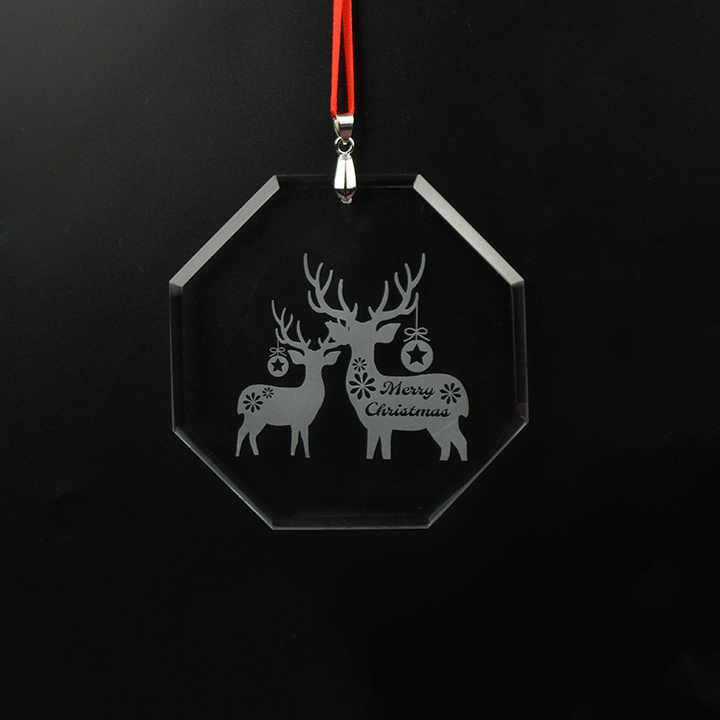 2025 Hot Sale Custom Christmas Ball &Tree Ornament Octagon Shape Glass