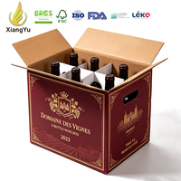 Boîte de transport pour bouteilles de vin personnalisée, carton ondulé robuste avec séparateur à 6 compartiments pour les vignerons, la vente en gros et la logistique