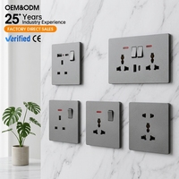 Enchufe de Pared Universal KESHIQI con Certificación CE, Material de PC Ignífugo, 13A, con Indicador de Neón, para Casa/Apartamento