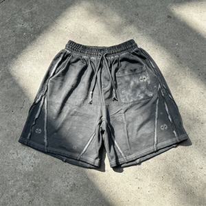 Men's Plus Size Gray Printed Shorts With Elastic Waist And Pockets Casual Style Breathable Knitted Fabric Shorts - Product Image 1