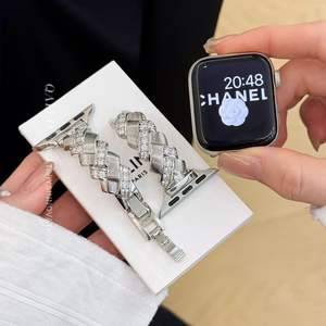 Correa de reloj Upro Women Gilterbling para Apple Smartwatch Ultra 49mm 45mm, correa de reloj metálica con diamantes triangulares. - Product Image 6