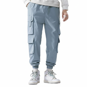 Pantalons cargo en toile pour hommes à taille mi-haute, vente chaude, logo personnalisé, pantalons d'hiver, vêtements durables avec un design tendance, pantalons pour hommes lavés - Product Image 1
