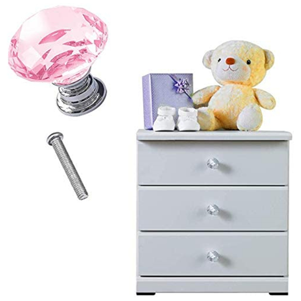 30mm crystal handle Hardware furniture diamond clear crystal glass pull handle drawer cabinet door knobs
