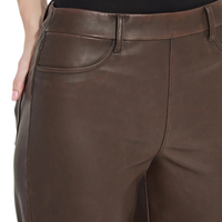 Pantalon en cuir pour femme, taille haute, jambe large, style décontracté automne, pantalon long en cuir, pantalon en cuir souple tendance