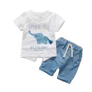 WEN Nouveau Bébé Costume 1-4 Ans Garçon Casual Éléphant D'été À Manches Courtes Shorts Enfants D'été Deux-Pièce Costume