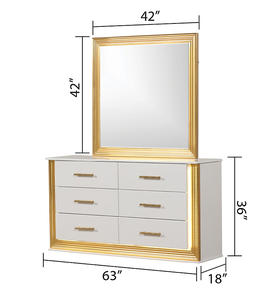 Contemporary Style 5PC Queen Bedroom Set with Adjustable <b>Convertible</b> <b>Bed</b> Wood & Gold Finish - Product Image 6