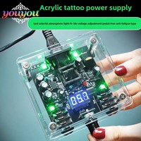 Alimentation pour tatouage en acrylique transparent, éclairage d'ambiance LED haute puissance, transformateur pour machine à tatouer à bobine motorisée et stylo de tatouage