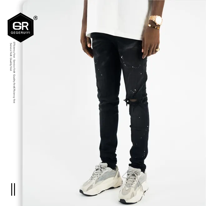 Calça jeans masculina skinny, de alta qualidade