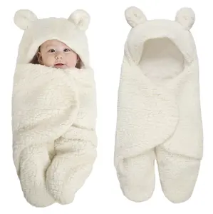 ขายส่งทารกแรกเกิด S M L เดือนนมอุ่นสีขาวขาถุงนอนแยกครอบคลุมทารกผ้าห่มห่อ