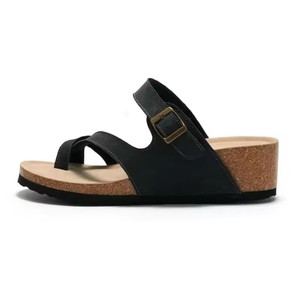 2024 nouveau Style femmes tongs réglable boucle sangle liège pantoufles daim talon compensé <span class=keywords><strong>sandales</strong></span> en plein air dames chaussures à la mode - Product Image 3