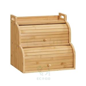 Boîte à pain rectangulaire durable, moderne, rustique, en bambou, écologique, étanche, pour la conservation de la fraîcheur, grande capacité, empilable, pour aliments - Product Image 1