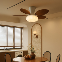 Ventilateur de plafond en noyer de 35 pouces avec lampe LED, télécommande, style européen moderne, 6 vitesses, corps en fer, moteur DC 220V, 5 pales, pour salon