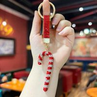 Nouveau porte-clés personnalisé scintillant de la série de Noël : pendentif arbre, bonhomme de neige, chapeau, bonbon, cerf – petit cadeau