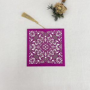 Bán Buôn Tùy Chỉnh Cổ Phiếu Chung Vuông Vàng Màu Xanh Màu Hồng Laser Cắt Với Tua Cho Kinh Doanh Sinh Nhật Thiệp Mời Đám Cưới - Product Image 6