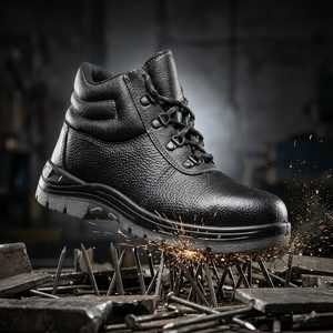 Chaussures de sécurité de qualité supérieure avec plaque intermédiaire en acier, doublure en maille respirante, haute tige, pour la protection des travailleurs en usine et sur chantier - Product Image 1