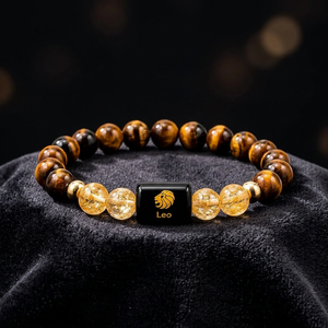 Pulsera de cuentas del zodiaco Leo, ojo de tigre, piedra natural, chapado en oro, joyería clásica unisex, regalo - Product Image 2