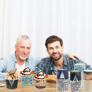 24 paquets de 9 oz, coupelles en papier jetables pour la fête des Pères, avec motif chapeau de papa, pour glace, collations et desserts, y compris pour le yaourt - Product Image 5