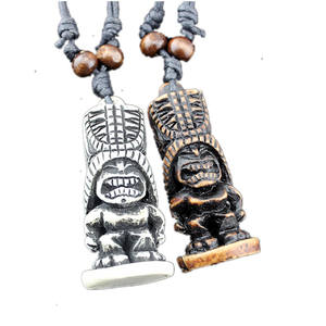 Collar con Colgante de Estatua <span class=keywords><strong>Tiki</strong></span> de Resina Maorí de Nueva Zelanda al por Mayor, Collar Étnico Retro de Protección y Fortuna para Hombre - Product Image 2