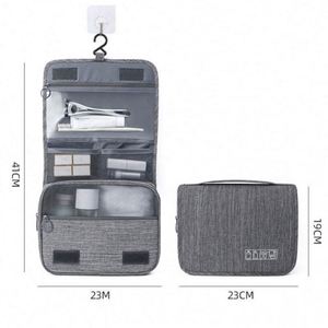 Bolsa de Almacenamiento de Cosméticos Portátil de Poliéster Impermeable para Viaje, con Separación para Artículos Secos y Húmedos, Bolsa de Aseo Colgante - Product Image 2