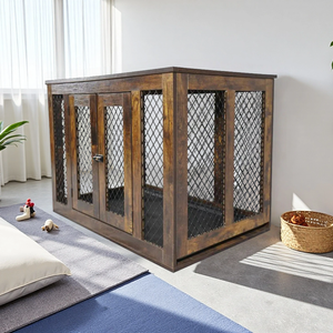 กรงสุนัขทำจากไม้โลหะขนาดใหญ่สำหรับบ้านสุนัขสไตล์เฟอร์นิเจอร์ในร่มที่ทันสมัยสำหรับงานหนัก - Product Image 1
