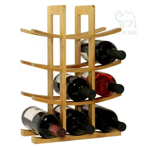 Estante para botellas de bambú de fácil montaje, almacenamiento independiente para botellas de vino - Product Image 1