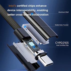 Câble de données en alliage d'aluminium PD240W 16k 0,5 m (1,14 pi) 80 Gbit/s <span class=keywords><strong>Thunderbolt</strong></span> 5 USB4 USB-C, câble vidéo à charge rapide en nylon avec blindage pour ordinateur - Product Image 3