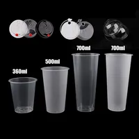 Disposable Plastic Juice Cups with Lid, Custom Logo