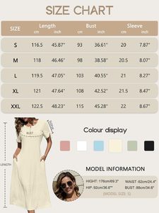 CheChury <span class=keywords><strong>A</strong></span>-ligne Vestido Midi Elegante Para Mujer Vestido Casual De Verano Con Bolsillos Manga Corta <span class=keywords><strong>Y</strong></span> Cuello En V Boho <span class=keywords><strong>Y</strong></span> Bohemio - Product Image 6