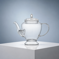 Carafe à café en verre borosilicate transparent de 400 ml avec bec verseur éléphant unique, bouilloire à thé résistante à la chaleur avec base