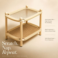 Lit pour chat en bois de hêtre massif à double niveau, tapis à gratter en jute, hamac en maille, tapis rafraîchissant pour intérieur