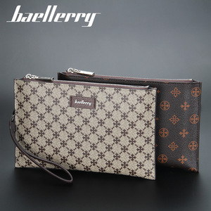 กระเป๋าคลัทช์ผู้ชาย Baellerry สีเทา ลายเรขาคณิต หนัง PU ความจุขนาดใหญ่ กระเป๋าถือแบบมีซิป ใช้ได้ทุกวัน - Product Image 4