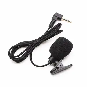Micrófono de cuerda de nailon al por mayor portátil Lavalier 3,5mm micrófono de Clip con cable para teléfonos portátiles megáfono Mini micrófonos