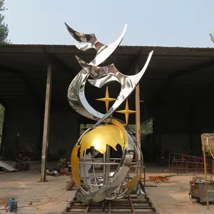 Customization Large Design Metal Drop Shaped Sculpture Art Stainless Steel Statue Sculpture In Wave Sculpture