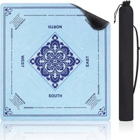 Nouvelle édition Tapis de Mahjong américain avec bords renforcés, en caoutchouc imperméable, antichoc, souple, facile à nettoyer, antidérapant, silencieux, sac de transport, enroulable, pour 4 jeux