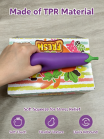 Jouet anti-stress réaliste en forme d'aubergine géante de 25 cm, en TPR souple